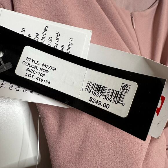 NWT Xscape Ruffle Back Scuba Crepe Gown Maxi Dress Women's Pink Size 10P - Picture 7 of 8